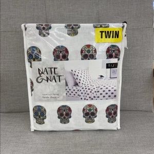 Nate & Nat Flannel Halloween Skulls Sheet Set Twin Size
